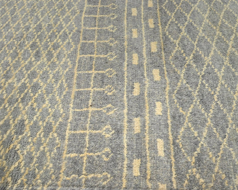 10 Feet Moroccan Gray Hand Woven Wool Runner Rug